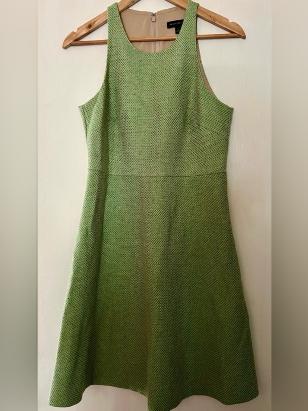 Banana Republic Green Tweed Linen Blend Sheath Dress Size 4 – Sleeveless Classic - Picture 3 of 7